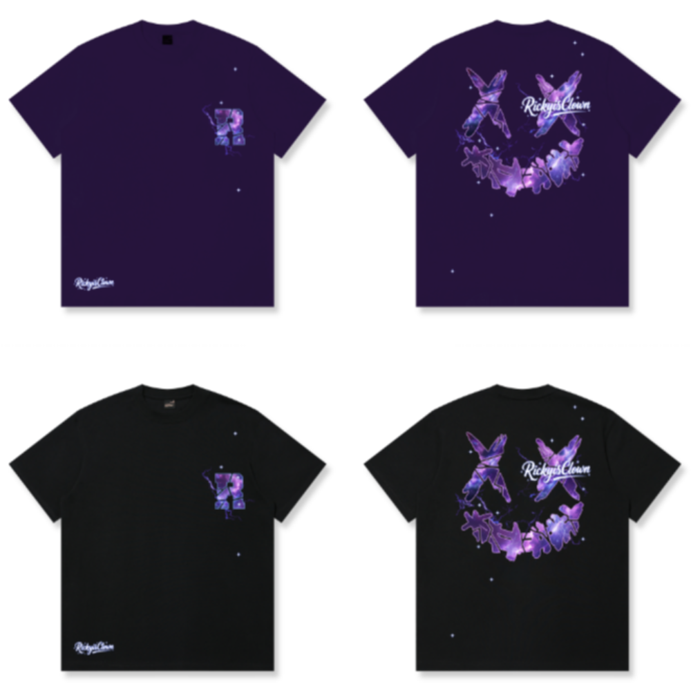 RickyisClown Cosmic Violet Torn Smile Tee RIC紫电星空撕裂笑脸短袖