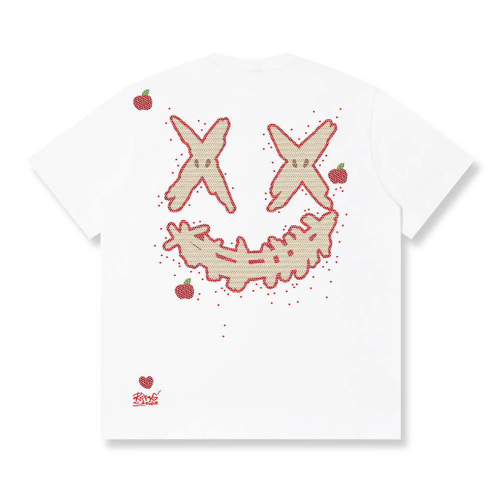 RickyisClown Crimson Crystal Ripped Smiley Tee RIC水晶红果撕裂笑脸短袖