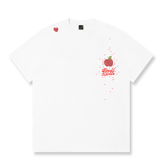 RickyisClown Crimson Crystal Ripped Smiley Tee RIC水晶红果撕裂笑脸短袖