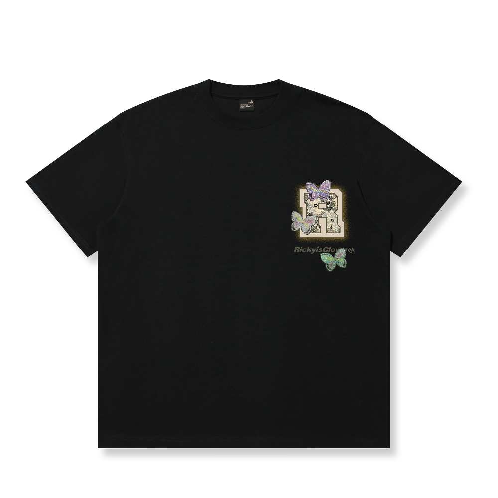 RickyisClown Colorful Butterfly Whisper Torn Smile Tee RIC彩蝶丝语撕裂笑脸短袖