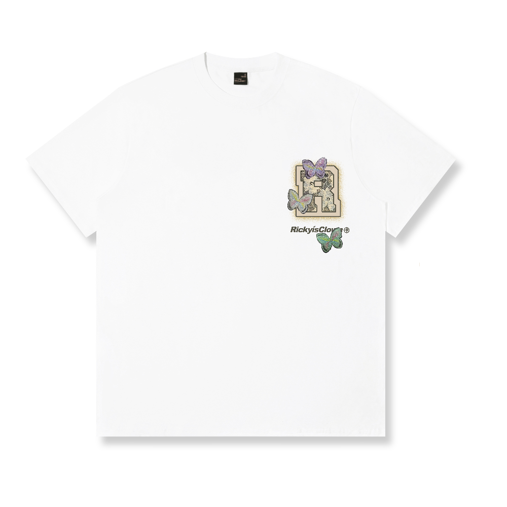 RickyisClown Colorful Butterfly Whisper Torn Smile Tee RIC彩蝶丝语撕裂笑脸短袖
