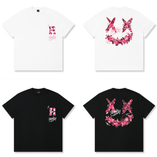RickyisClown Pink Camouflage Torn Smile T-Shirt – Pineapple Exclusive RIC粉色迷彩纹撕裂笑脸短袖（菠萝头限定）