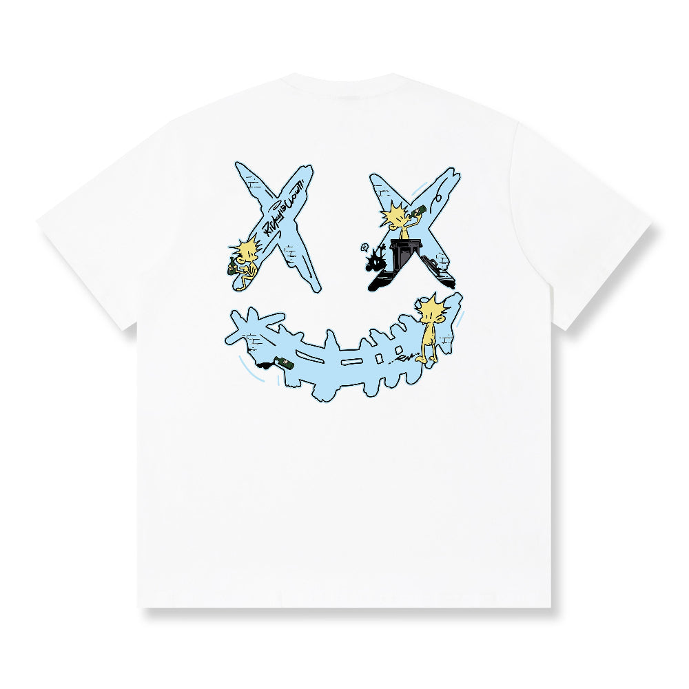 RickyisClown Street Vibes Torn Smile Tee – Pineapple Head Exclusive RIC街头生活撕裂笑脸短袖（菠萝头限定）