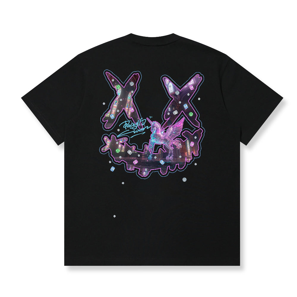 RickyisClown Crystal Pegasus Torn Smile Tee RIC彩钻飞马撕裂笑脸短袖