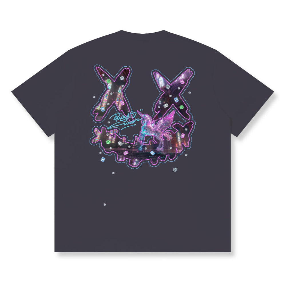 RickyisClown Crystal Pegasus Torn Smile Tee RIC彩钻飞马撕裂笑脸短袖