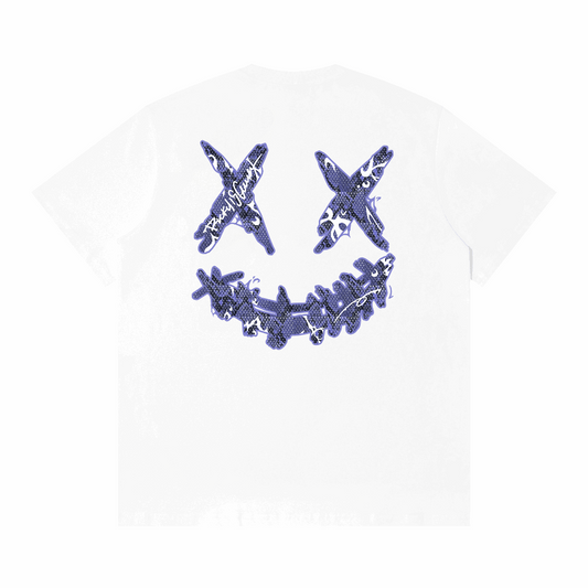 RickyisClown"MIDNIGHT STRIKE" Snake-Embossed Smiley Tee  RIC子夜突袭”蛇纹贴皮绣笑脸短袖