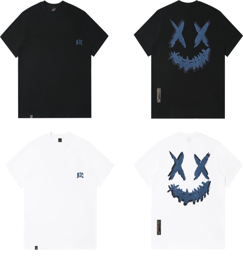 Rickyisclown Double-layer Denim  Joker Smiley Tee 2024  RIC双层牛仔贴布撕裂笑臉T恤2024