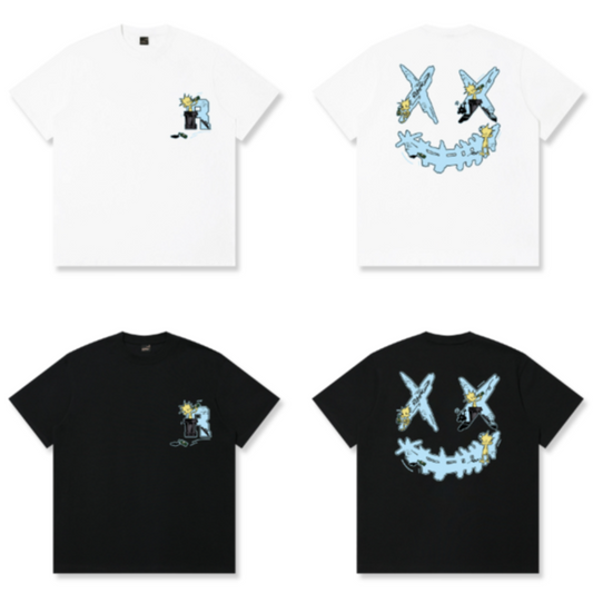 RickyisClown Street Vibes Torn Smile Tee – Pineapple Head Exclusive RIC街头生活撕裂笑脸短袖（菠萝头限定）