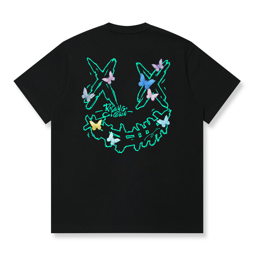 RickyisClown Aurora Butterfly Shadow Torn Smile Tee RIC极光蝶影撕裂笑脸短袖