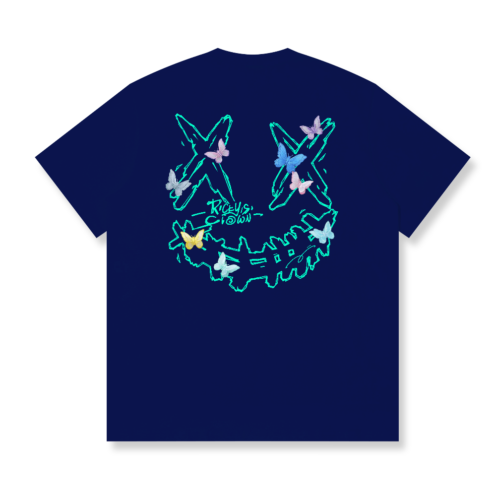 RickyisClown Aurora Butterfly Shadow Torn Smile Tee RIC极光蝶影撕裂笑脸短袖