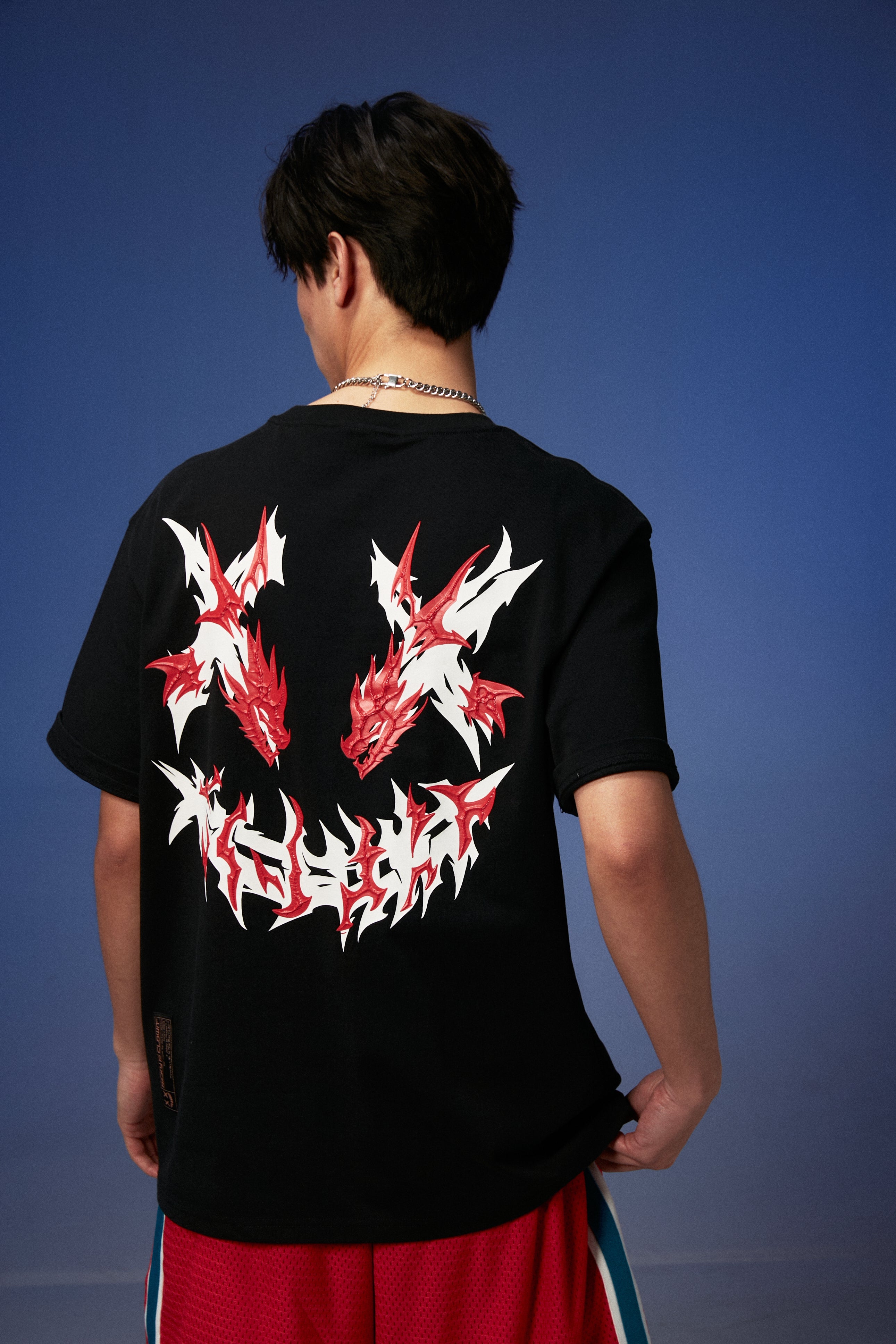 Rickyisclown Flaming Chinese Dragon Joker Smileys Tee 2024 RIC炎龍撕裂笑脸T恤2024