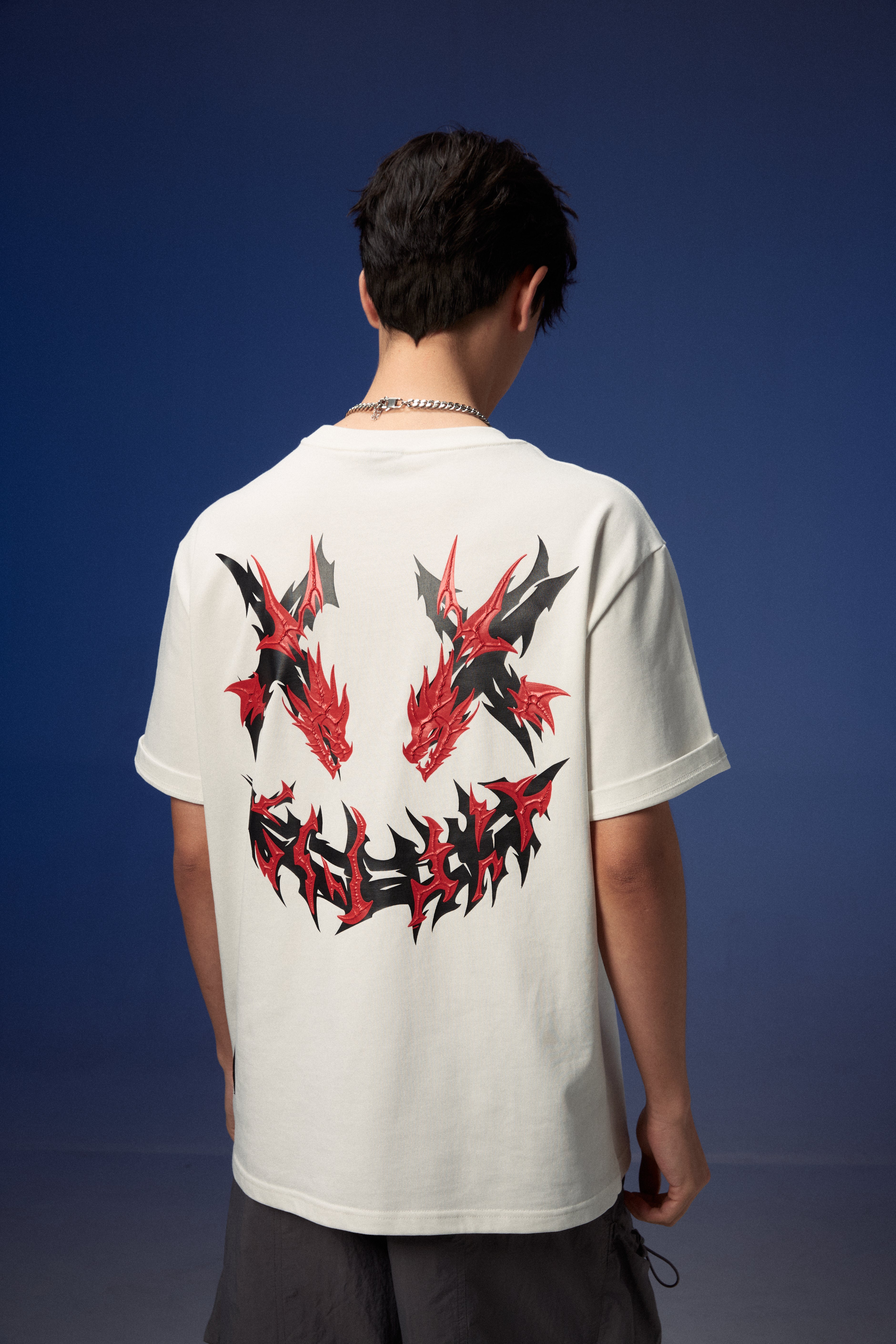 Rickyisclown Flaming Chinese Dragon Joker Smileys Tee 2024 RIC炎龍撕裂笑脸T恤2024