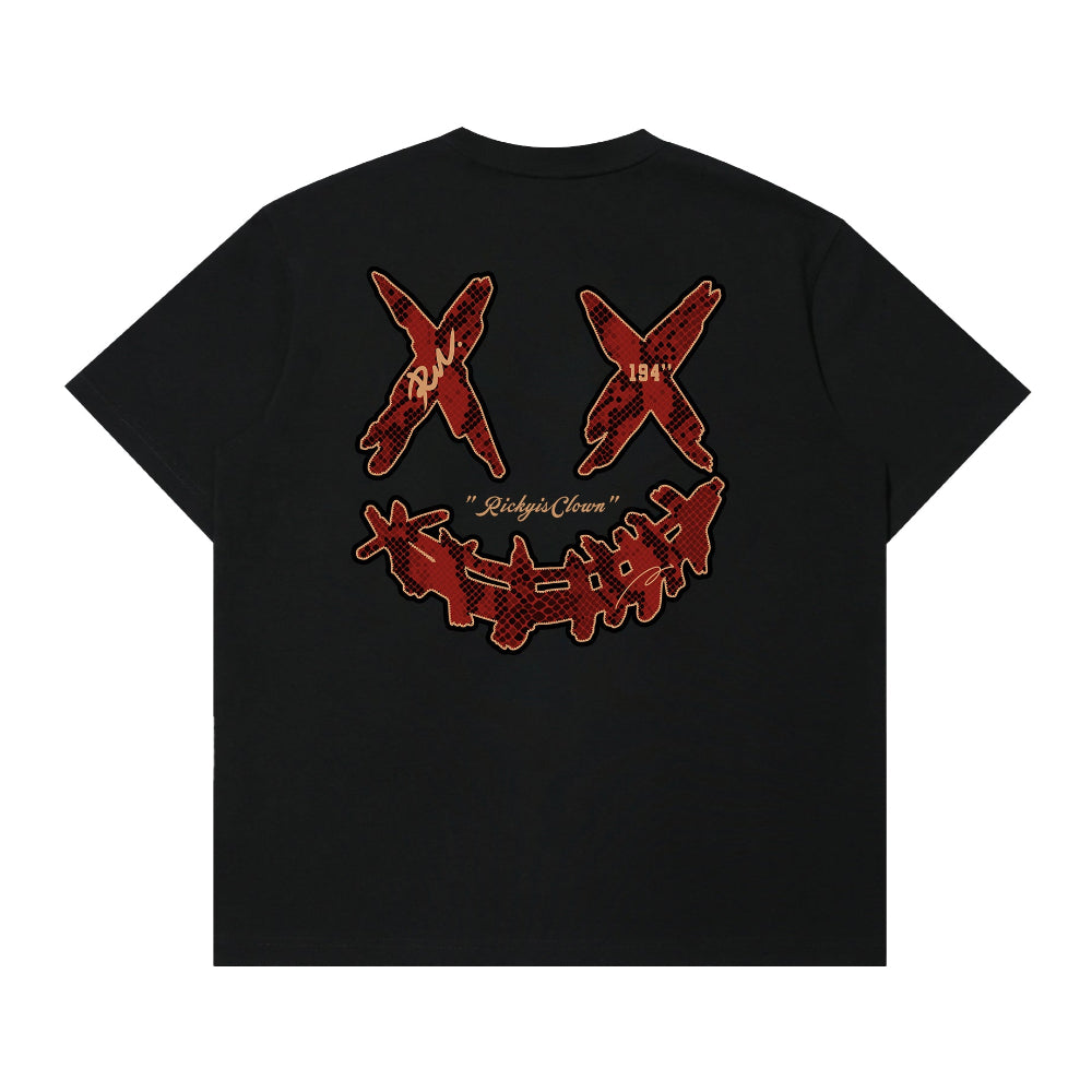RIC Red Snake &amp; Gold Patch Ripped Smiley Tee 红蛇与金贴布撕裂笑脸短袖