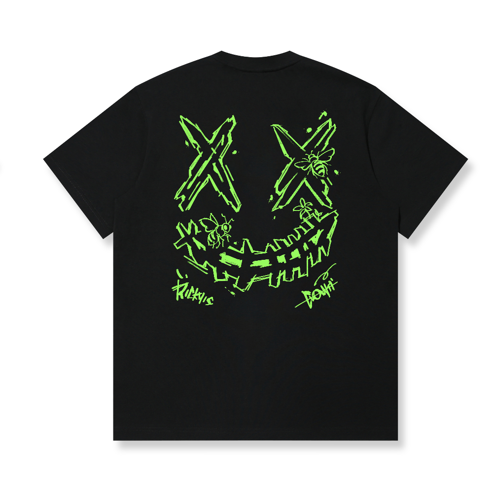 RickyisClown Neon Bee Torn Smile Tee RIC荧夜蜜蜂撕裂笑脸短袖