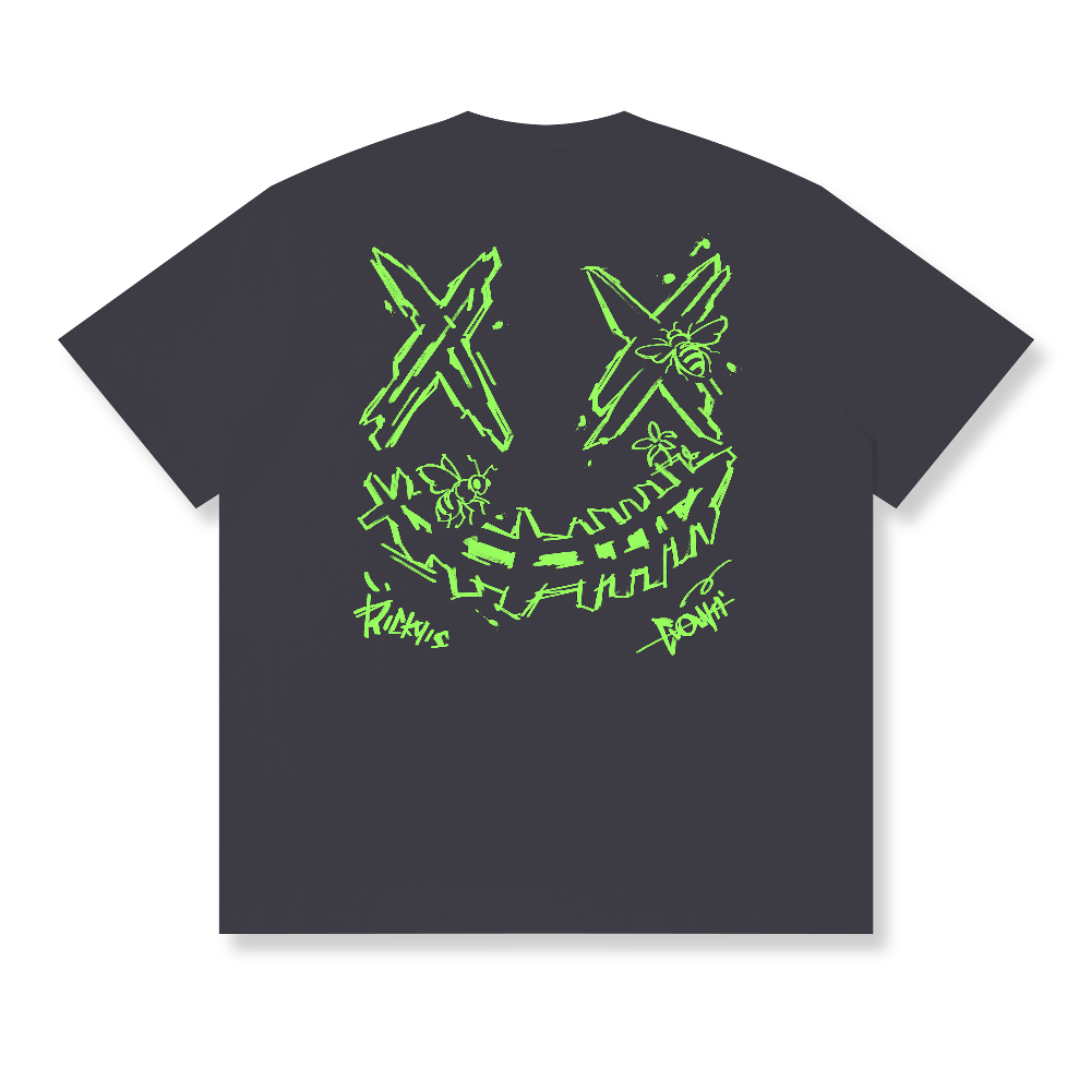 RickyisClown Neon Bee Torn Smile Tee RIC荧夜蜜蜂撕裂笑脸短袖