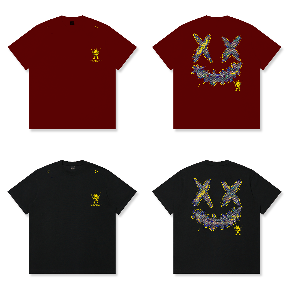 RickyisClown "Neon Skin" Appliqué Ripped Smiley Tee    RIC炫彩皮肤贴布绣撕裂笑脸短袖