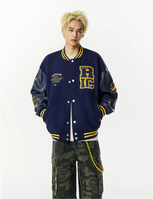 BLUE RickyisClown Richood Lightweight Chenille Varsity Jacket (No Padding)