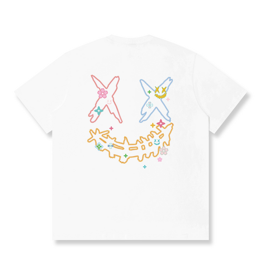 RickyisClown "Starburst Scars" Embroidered Ripped Smiley Tee  RIC彩色星痕刺绣撕裂笑脸短袖