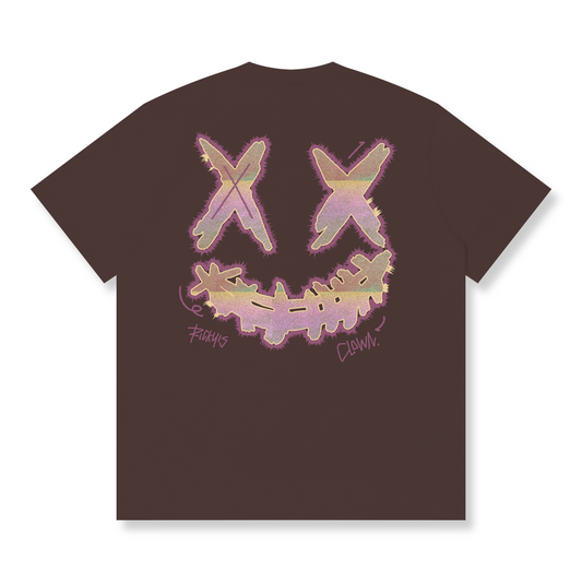 RickyisClown"Pink Riot" Patchwork Ripped Smiley Tee  RIC粉红放射波 贴布绣撕裂笑脸短袖
