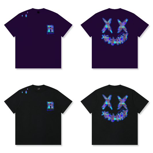 RickyisClown"LASER CRYSTAL" Patchwork Ripped Smiley Tee  RIC镭射晶石 贴布绣撕裂笑脸短袖