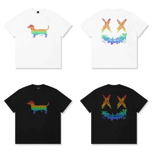 RickyisClown "RAINBOW DIAMOND DOG" Ripped Smiley Tee RIC彩虹钻石狗 撕裂笑脸短袖