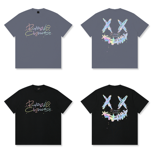RickyisClown"KALEIDOSCOPE DREAM" Ripped Smiley Tee   RIC缤纷之梦撕裂笑脸短袖