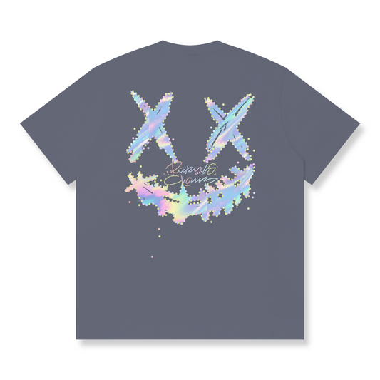 RickyisClown"KALEIDOSCOPE DREAM" Ripped Smiley Tee   RIC缤纷之梦撕裂笑脸短袖