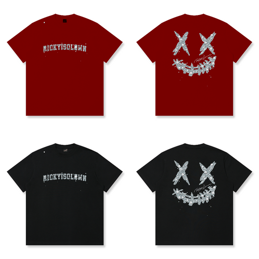 RickyisClown"GLITZ & GLAM" Ripped Smiley Tee   RIC珠光宝气 撕裂笑脸短袖