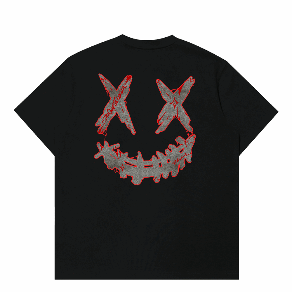 RIC "Crimson Count" Leather Patch Smiley Tee “猩红伯爵”贴皮绣笑脸短袖