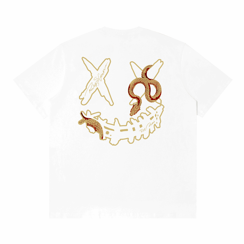 RIC "Golden Coil" Foil Smiley Tee “金鳞盘蛇”烫金笑脸短袖