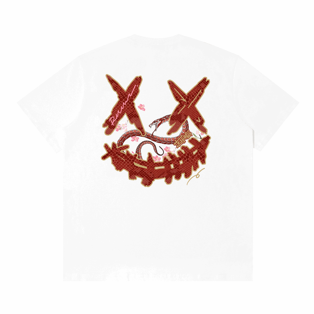 RIC "Golden Serpent" Leather Patch Smiley Tee “金红蛇舞”贴皮绣笑脸短袖