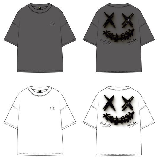 RickyisClown Black Glitter Joker Smiley Top RIC黑色闪光撕裂笑脸短袖