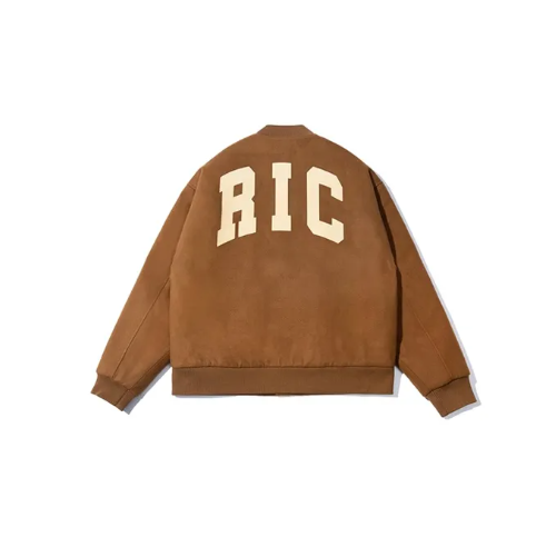 NAVY RickyisClown Vintage Flocked Varsity Jacket