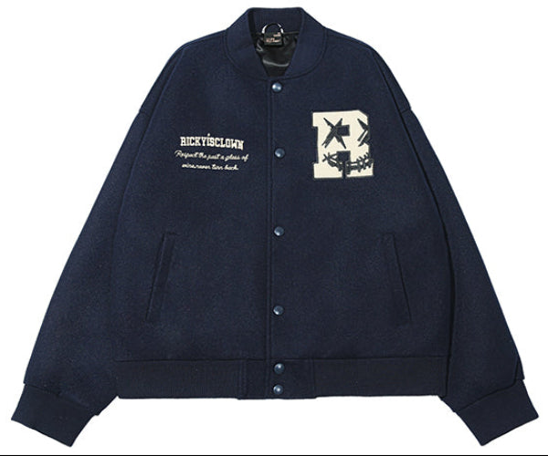 RickyisClown Vintage Flocked Varsity Jacket