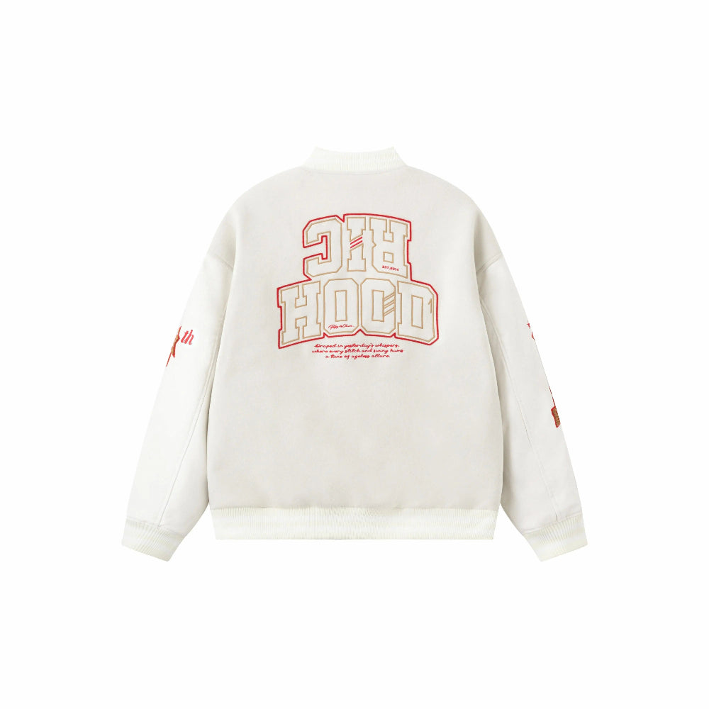 WHITE RickyisClown Richood Lightweight Chenille Varsity Jacket (No Padding)