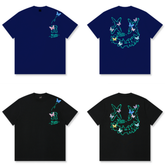 RickyisClown "Aurora Butterfly Shadow Torn Smile Tee" RIC极光蝶影撕裂笑脸短袖
