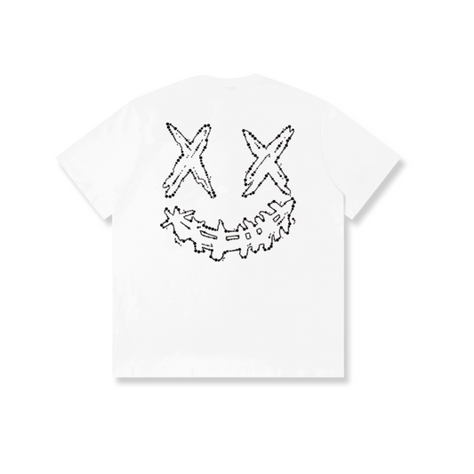 RickyisClown"Pearl Mark" Custom Ripped Smiley Tee   RIC“珍珠印记”定制撕裂笑脸短袖