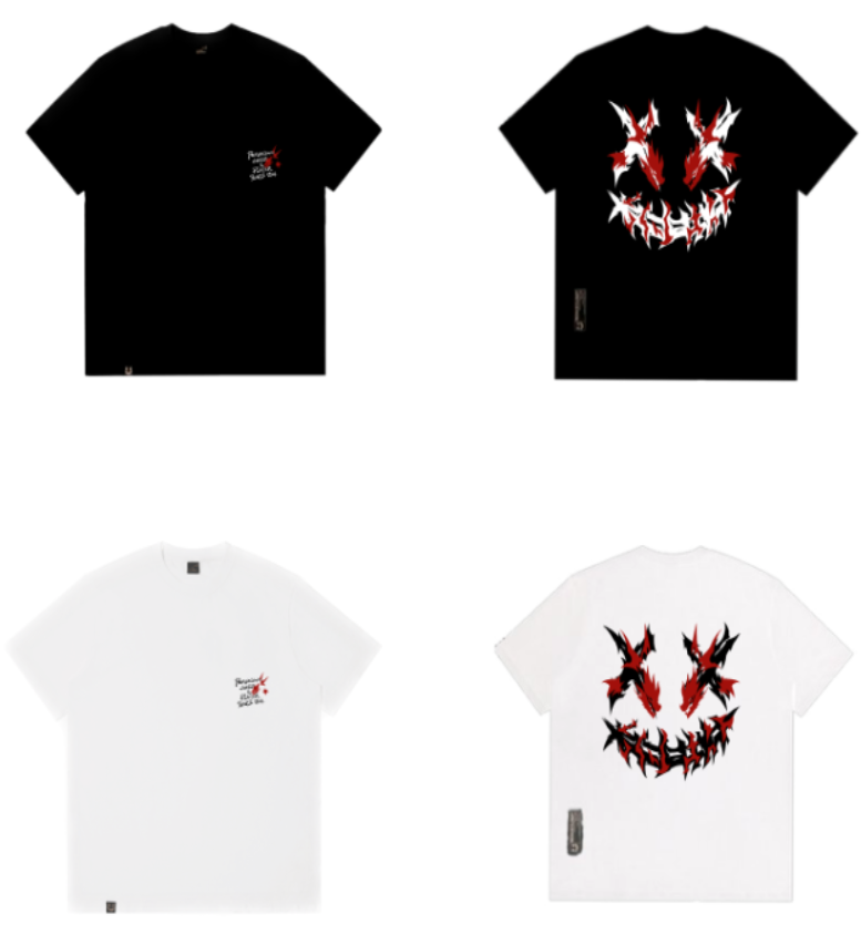 Rickyisclown Flaming Chinese Dragon Joker Smileys Tee 2024 RIC炎龍撕裂笑脸T恤2024