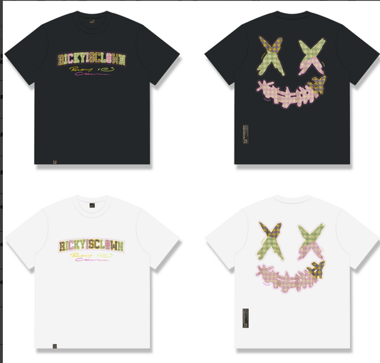 RickyisClown "RAINBOW PLAID" Patchwork Ripped Smiley Tee  RIC多彩格纹 贴布绣撕裂笑脸短袖